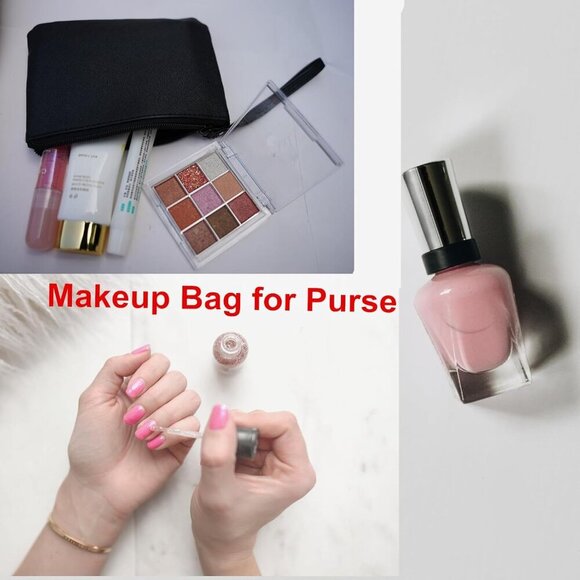 Small Makeup Bag for Purse Mini Cosmetic Pouch Zipper Little Wristlet, Tiny Make - Picture 7 of 8